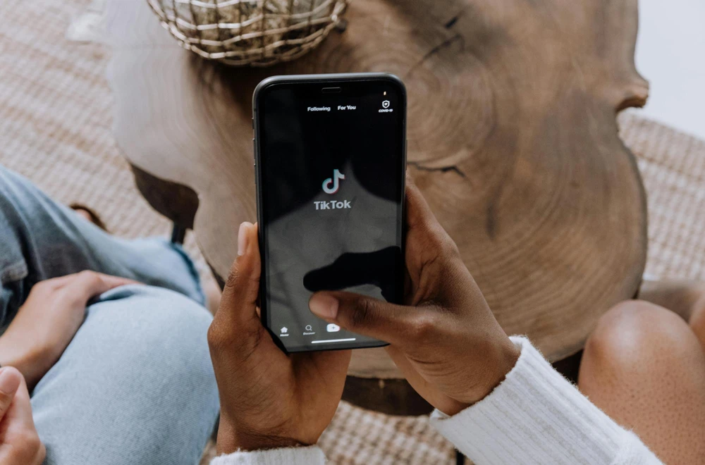 Écran de smartphone affichant une recherche locale sur TikTok pour un artisan en Sarthe.